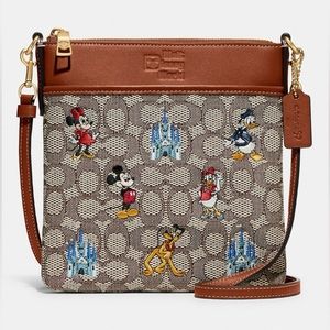 Disney X Coach Kitt Messenger Crossbody With Mickey Mouse And Friends Embroidery